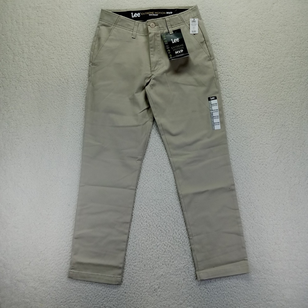 Lee Extreme Motion MVP Pants Slim Fit Straight Mens 30x30 Beige New